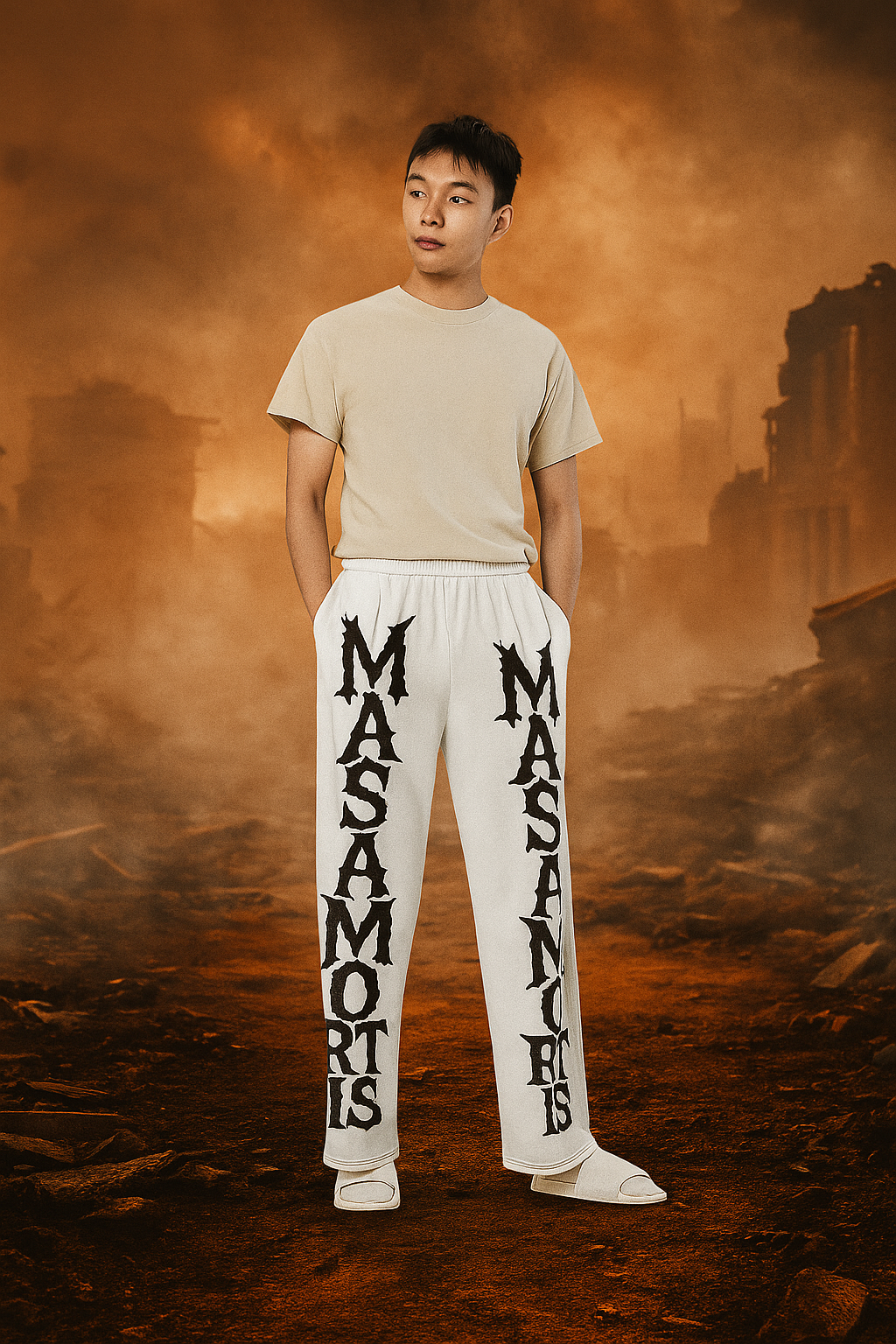 Pantaloni wide leg con stampa all over unisex