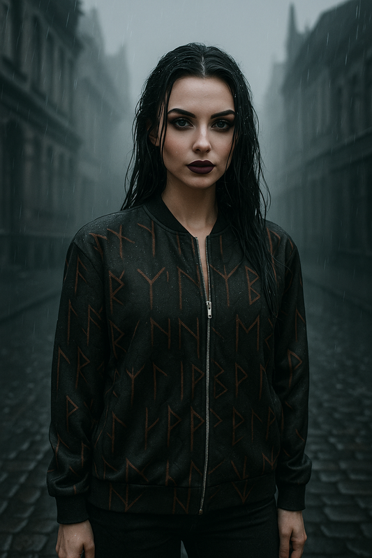 Bomber Unisex “Rune della Fine” – Giacca del Viandante