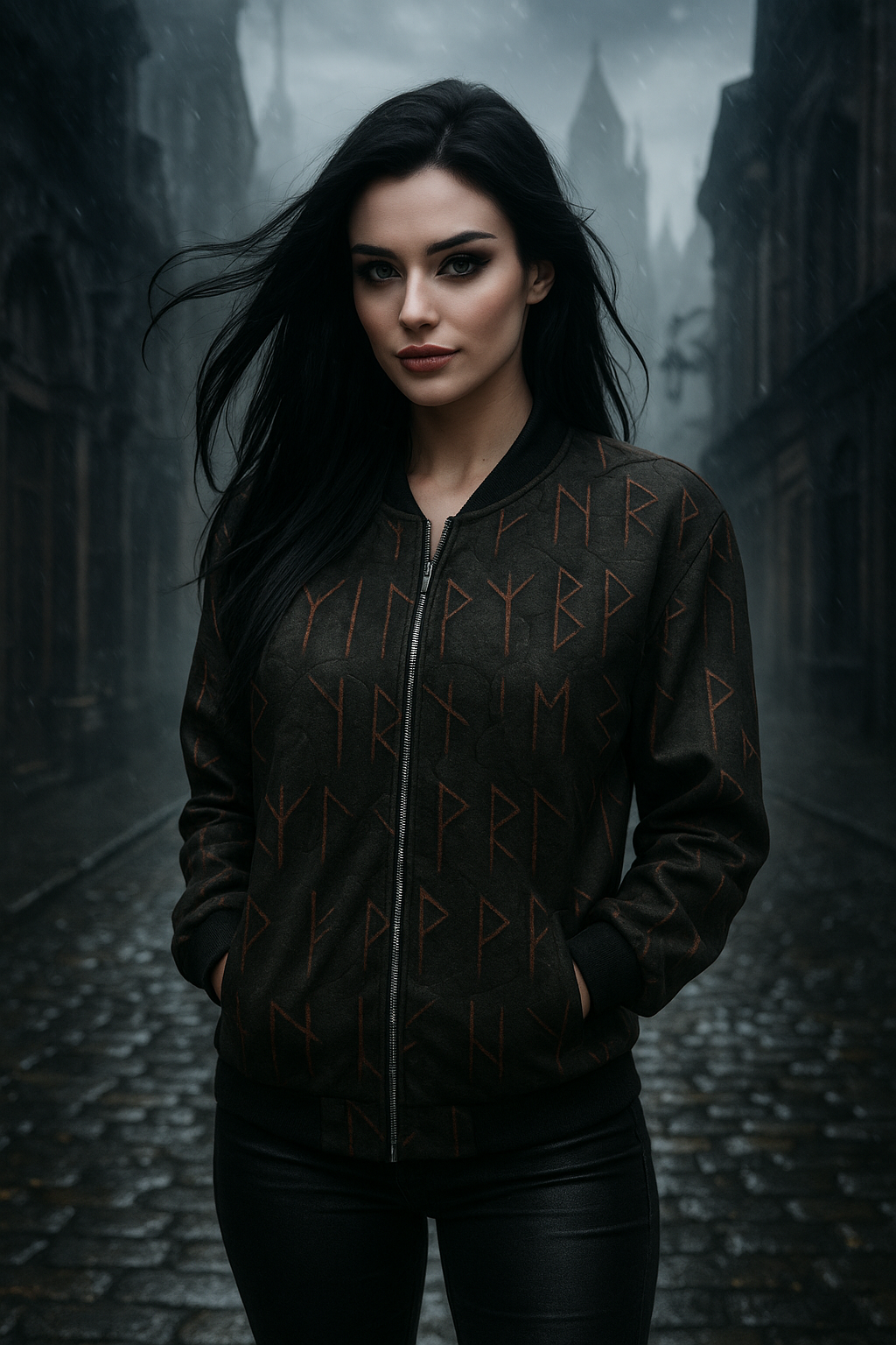 Bomber Unisex “Rune della Fine” – Giacca del Viandante